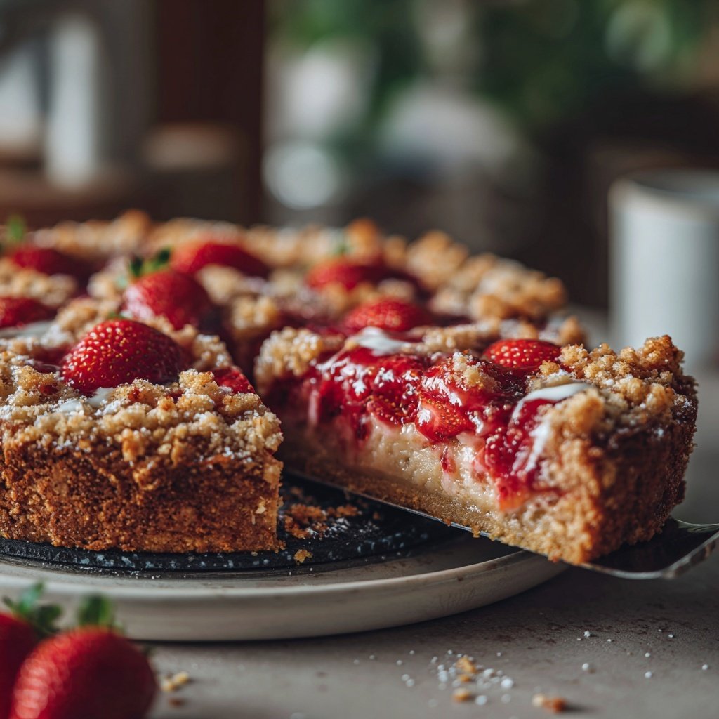 Erdbeer Streuselkuchen Mit Mandeln