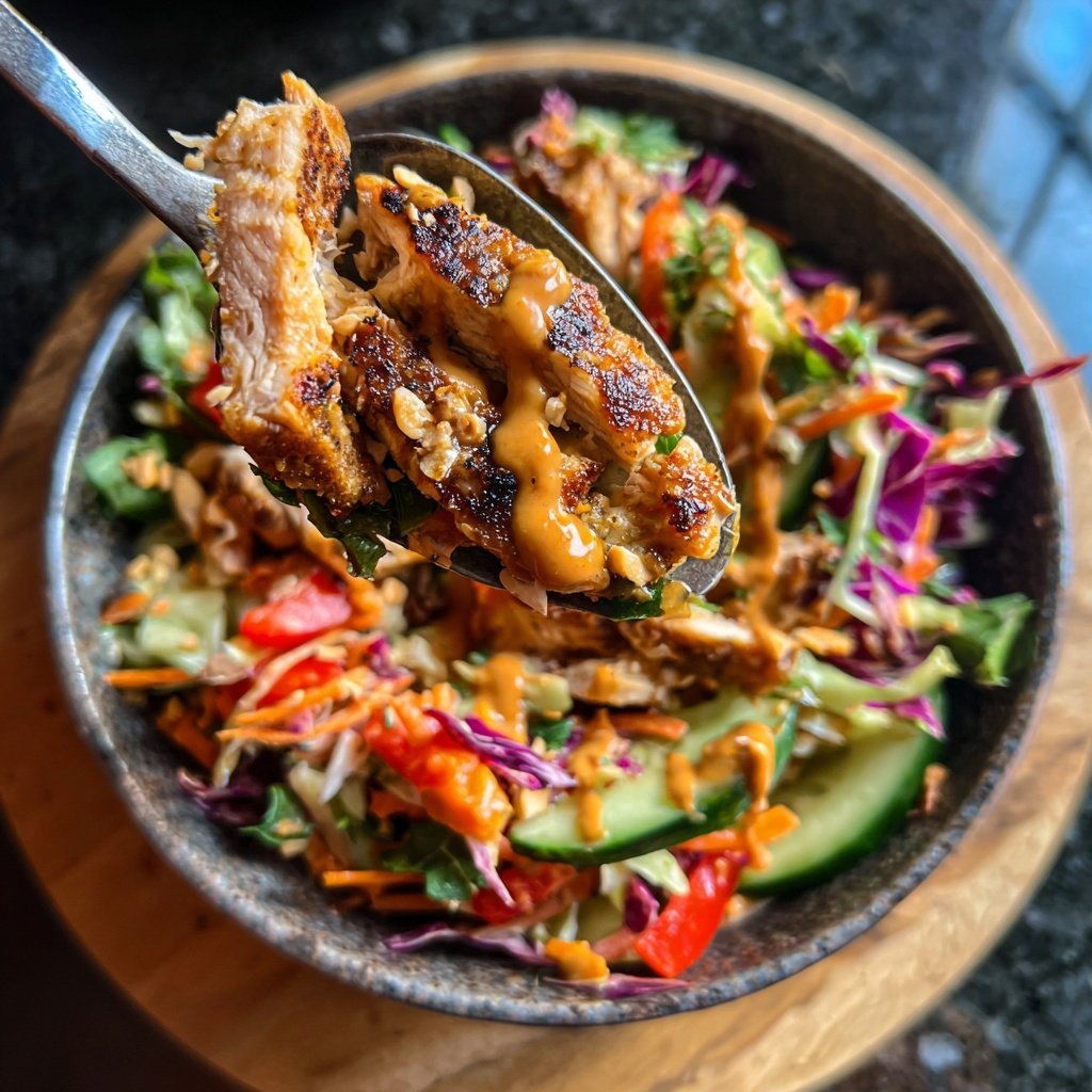 Thai Erdnuss Hähnchen Salat