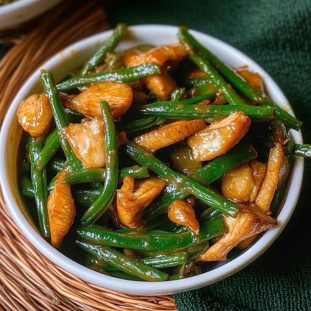 Gebratenes Hähnchen mit grünen Bohnen