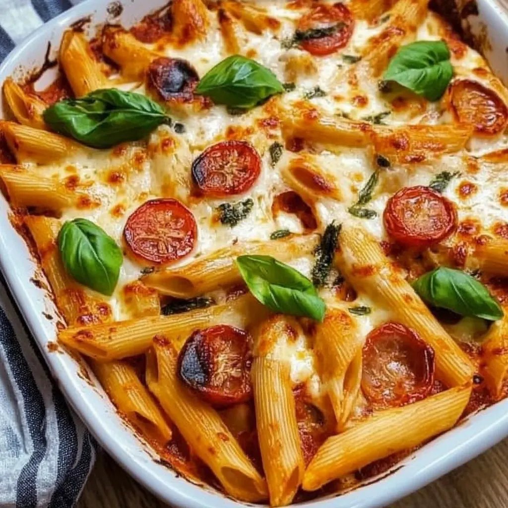 Cremiger Nudelauflauf mit Tomaten und Mozzarella