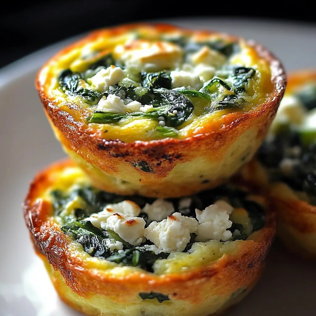 Schnelle und gesunde Eiers Muffins mit Spinat und Feta