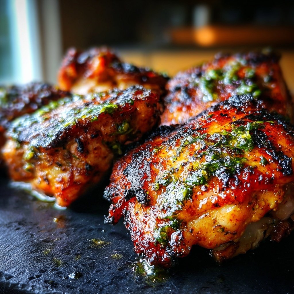 Gegrillte Hähnchenschenkel Marinierte Art