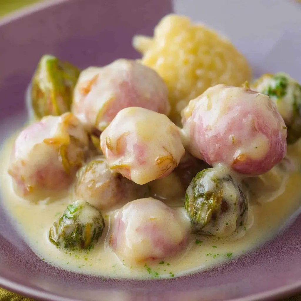 Rahm-Rosenkohl mit Speck und cremiger Soße